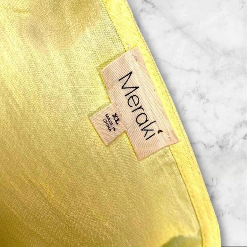 VINTAGE FIND Yellow Meraki peplum top with puffy sleeves, - Picture 4 of 5